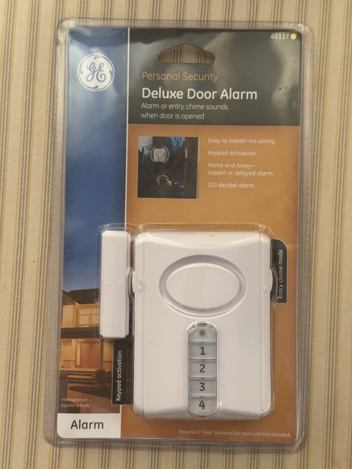 GE Deluxe Door Alarm 4-Digit Keypad 120dB Entry Chime White MPN 45117