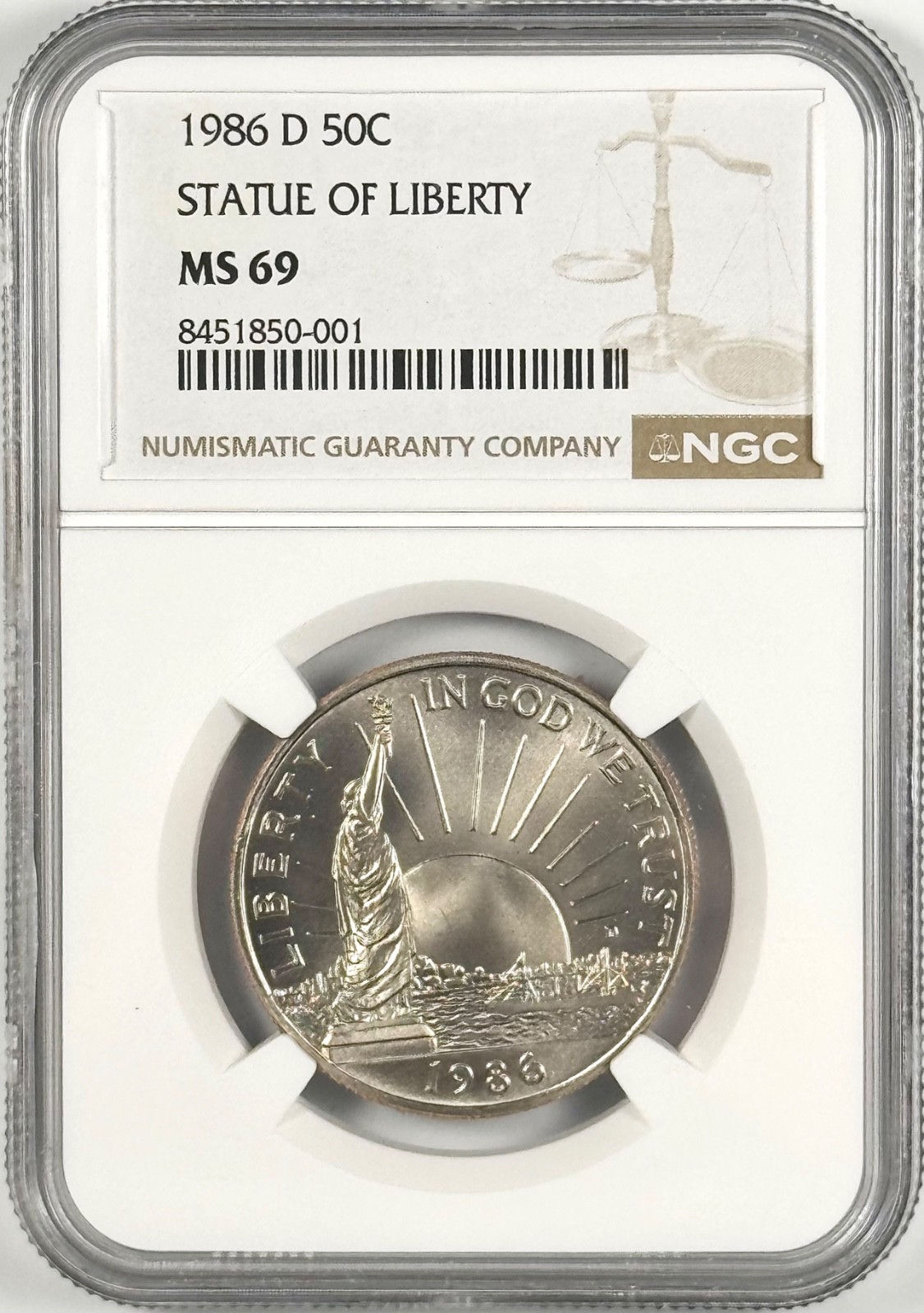 1986-D 50c STATUE OF LIBERTY NGC MS69
