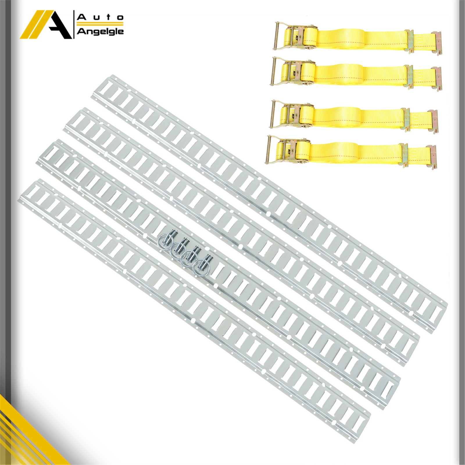 Silver E Track Rail Kit 12 Pieces 5 Foot Length W/ Hardware For Trailer Tie-Down