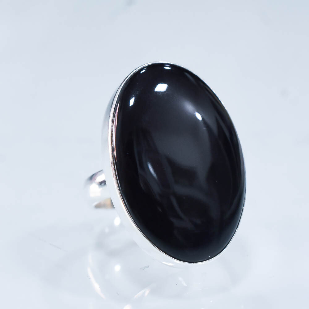 Beautiful Black Onyx Sterling Silver Gamestone Handmade Wedding Ring VV-134
