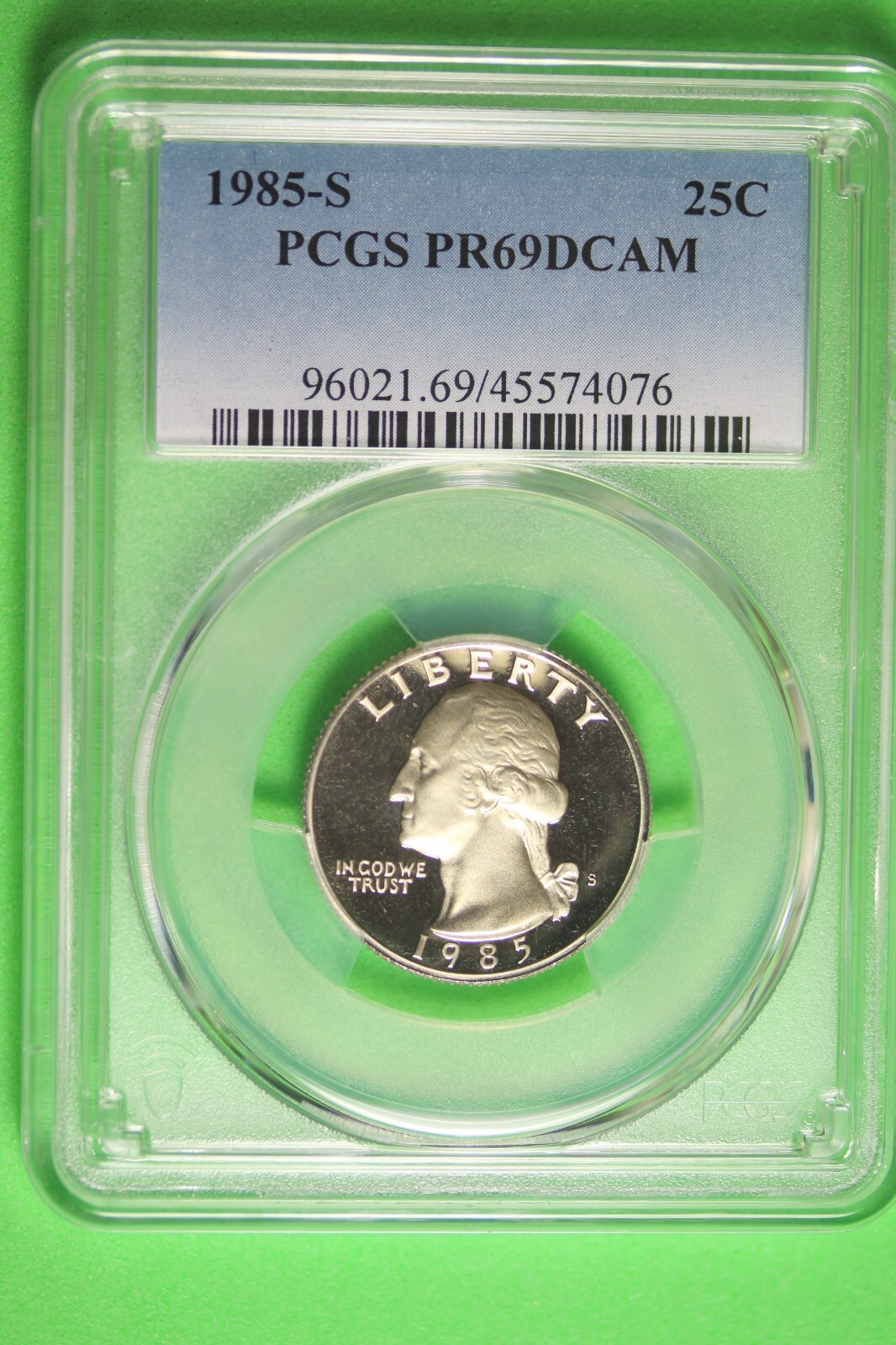 1985 -S PCGS PR69DCAM WASHINGTON QUARTER #B36109