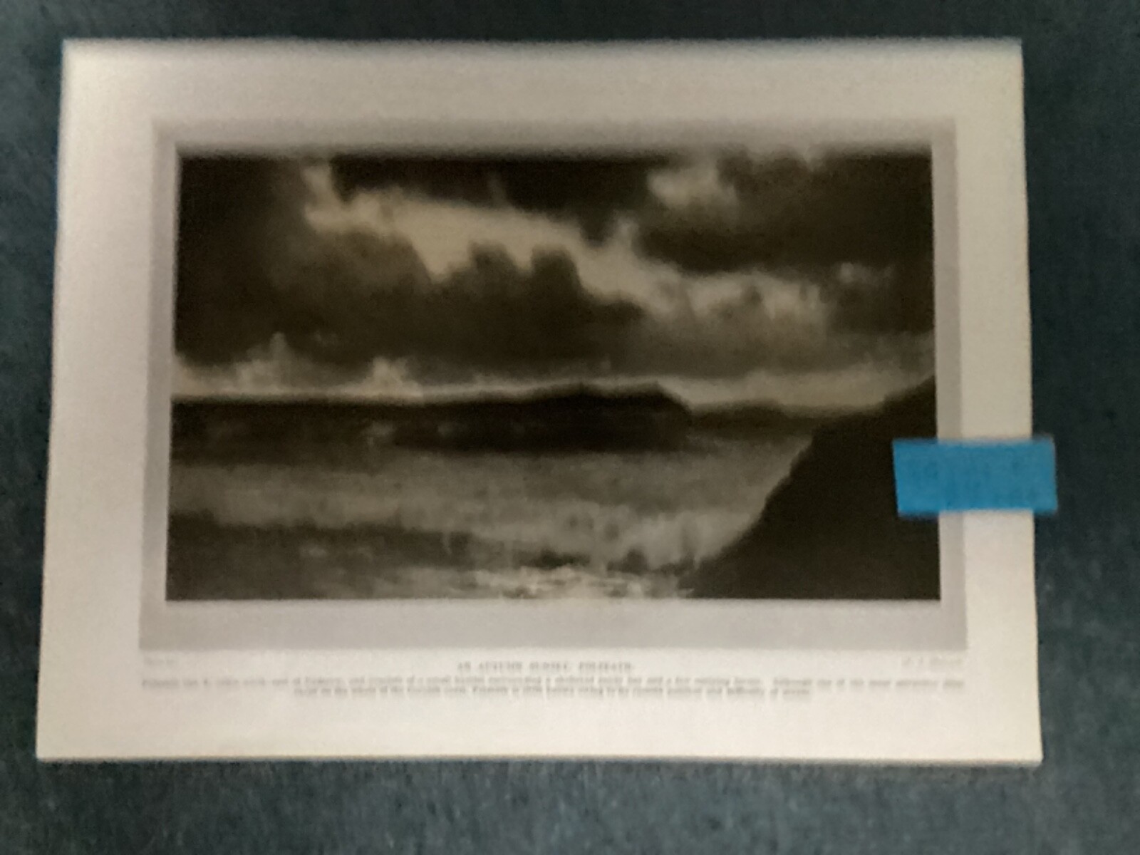 Antique print , AN AUTUMN SUNSET ,POLZEATH, & THE CLIFFS OF PENTIRE
