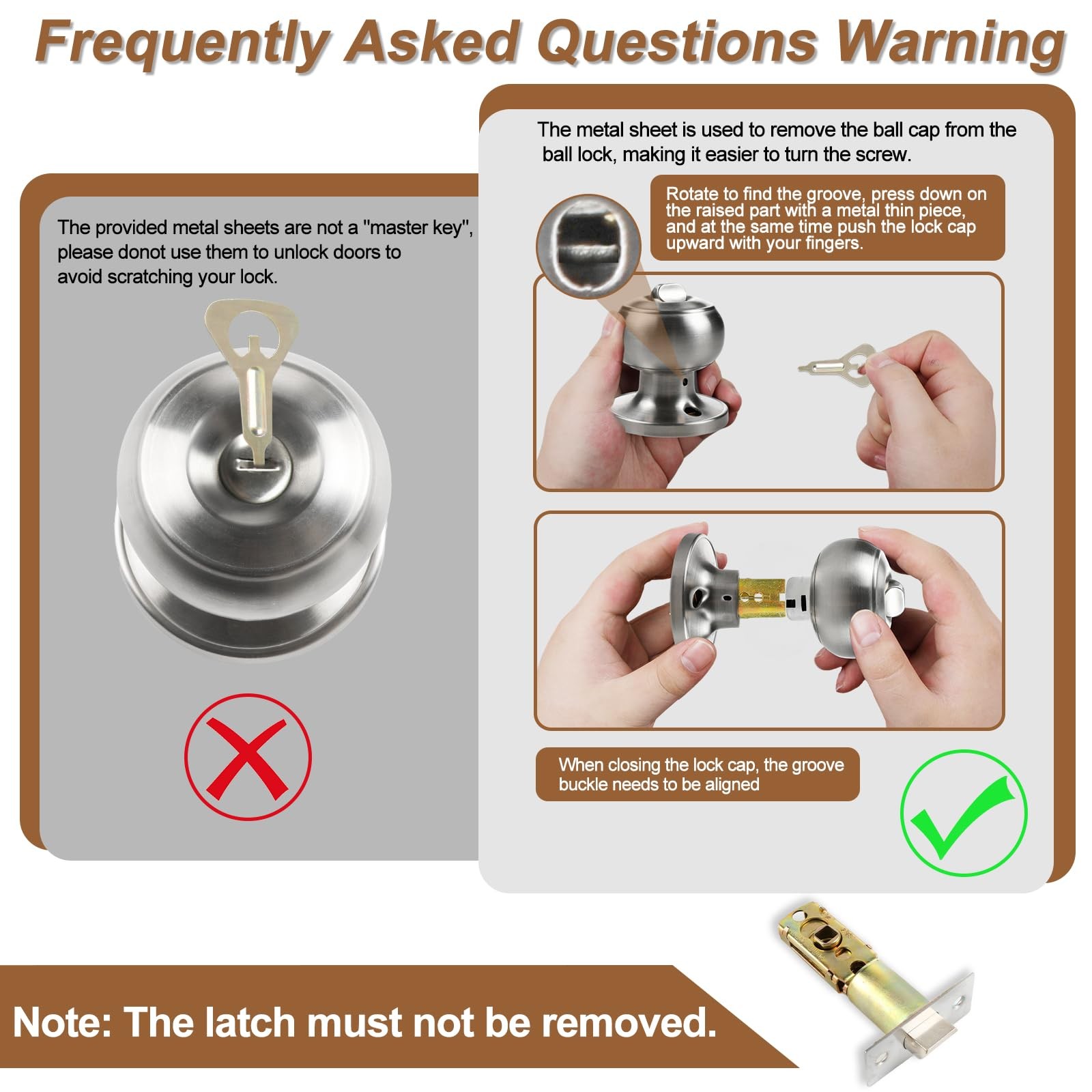 RAZCC Privacy Door Knobs, 4 Pack Satin Nickel Knobs 4 Pack,