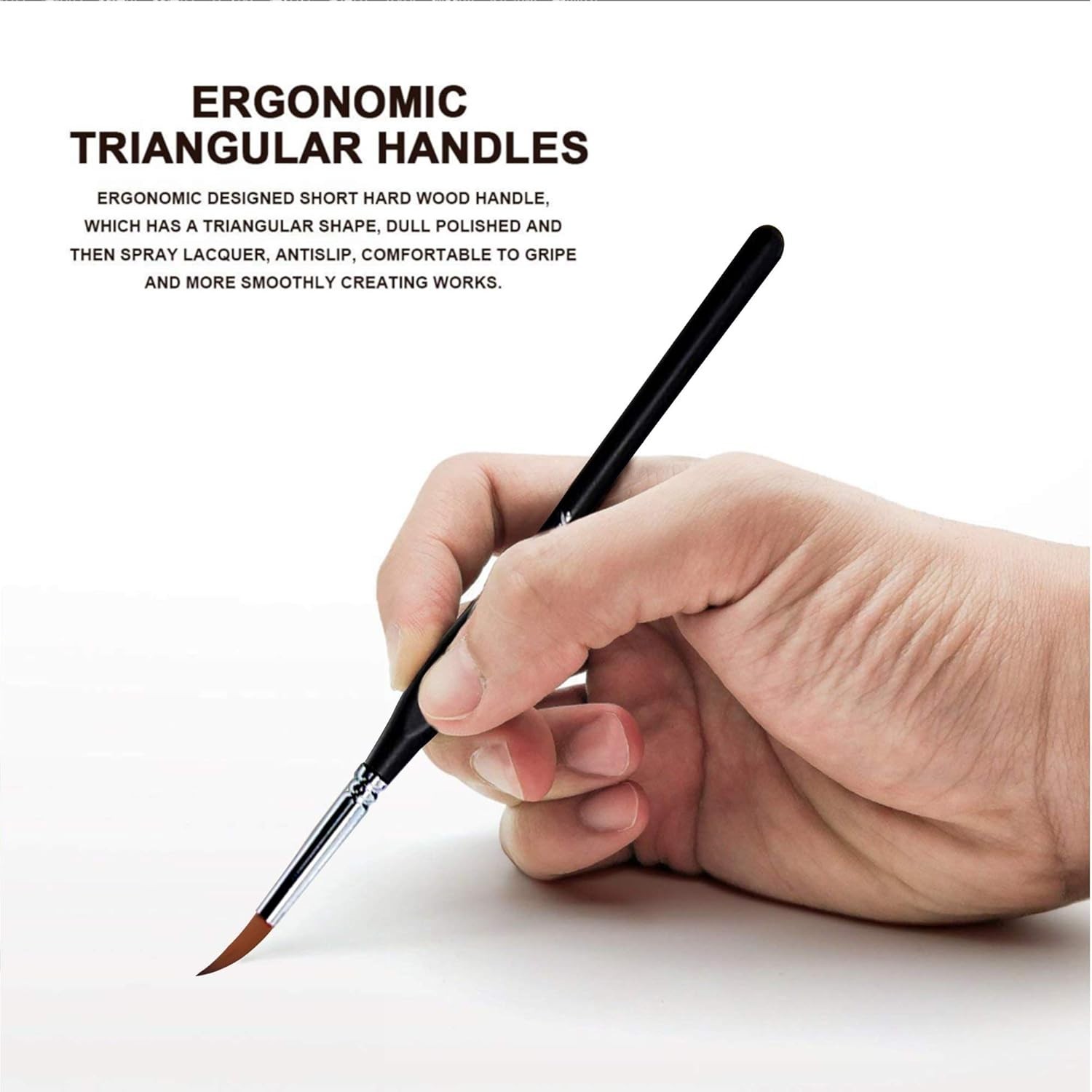 Miniature Brushes Set: 10 Fine Detail Paint Brushes with Triangular Grip Handles