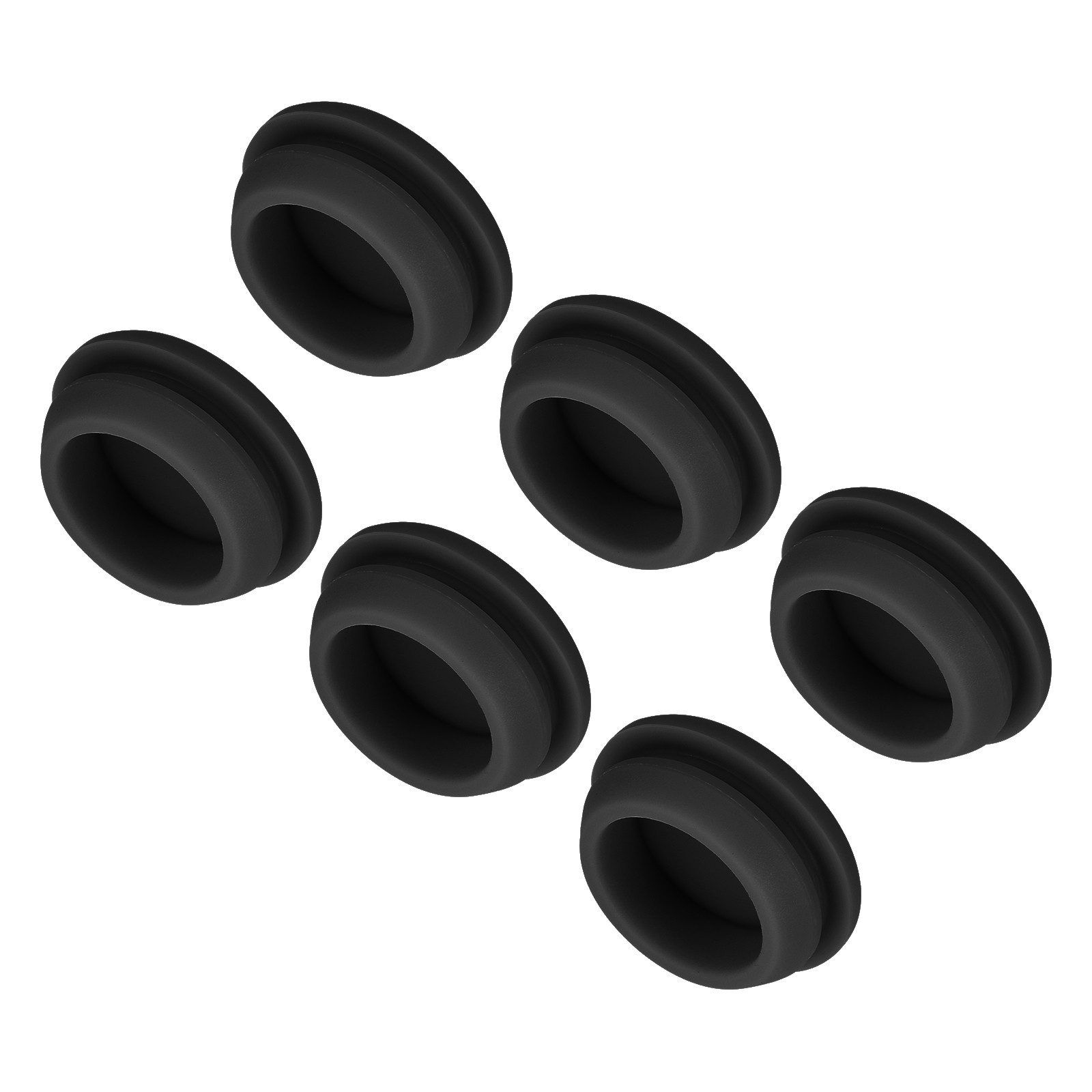 6pcs Silicone Snap in Locking Hole Plugs,20mm Narrow Groove 2mm Black