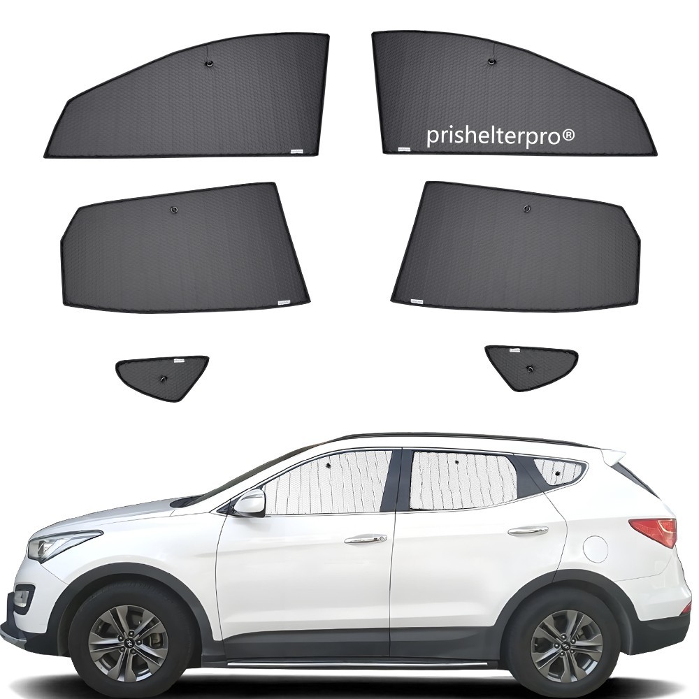 Fit For Hyundai Santa Fe Sport 13-18 Side Black Silver Privacy Sunshade 6pcs