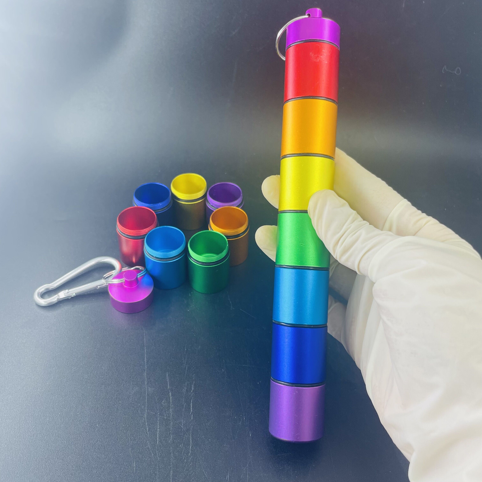 Aluminum Pill Container Pocket Pill Case Portable Pill Box 7 Compartments Pill
