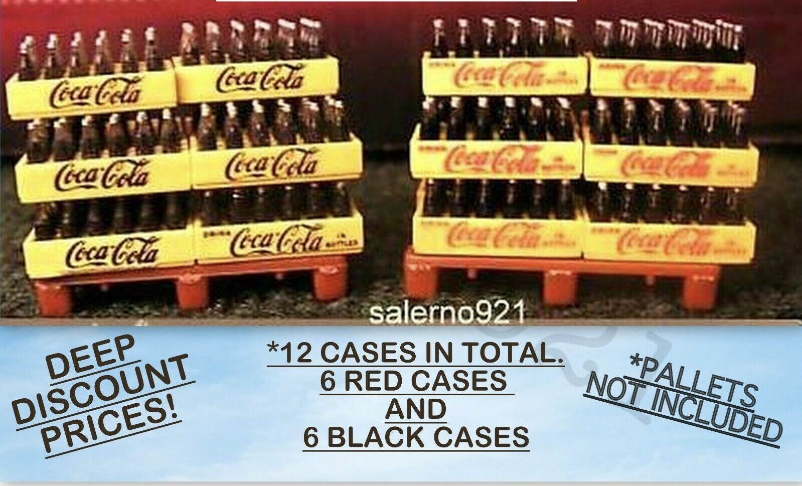 12 COCA COLA( 6-RED+ 6-BLACK)1:48 (O) Scale TWO LITER BOTTLES SUPER SALE PRICES!