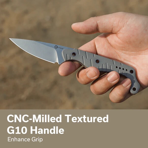 Civivi SOKN Fixed Knife 2.88" Full Tang Nitro V Steel Blade Gray G10 Handle