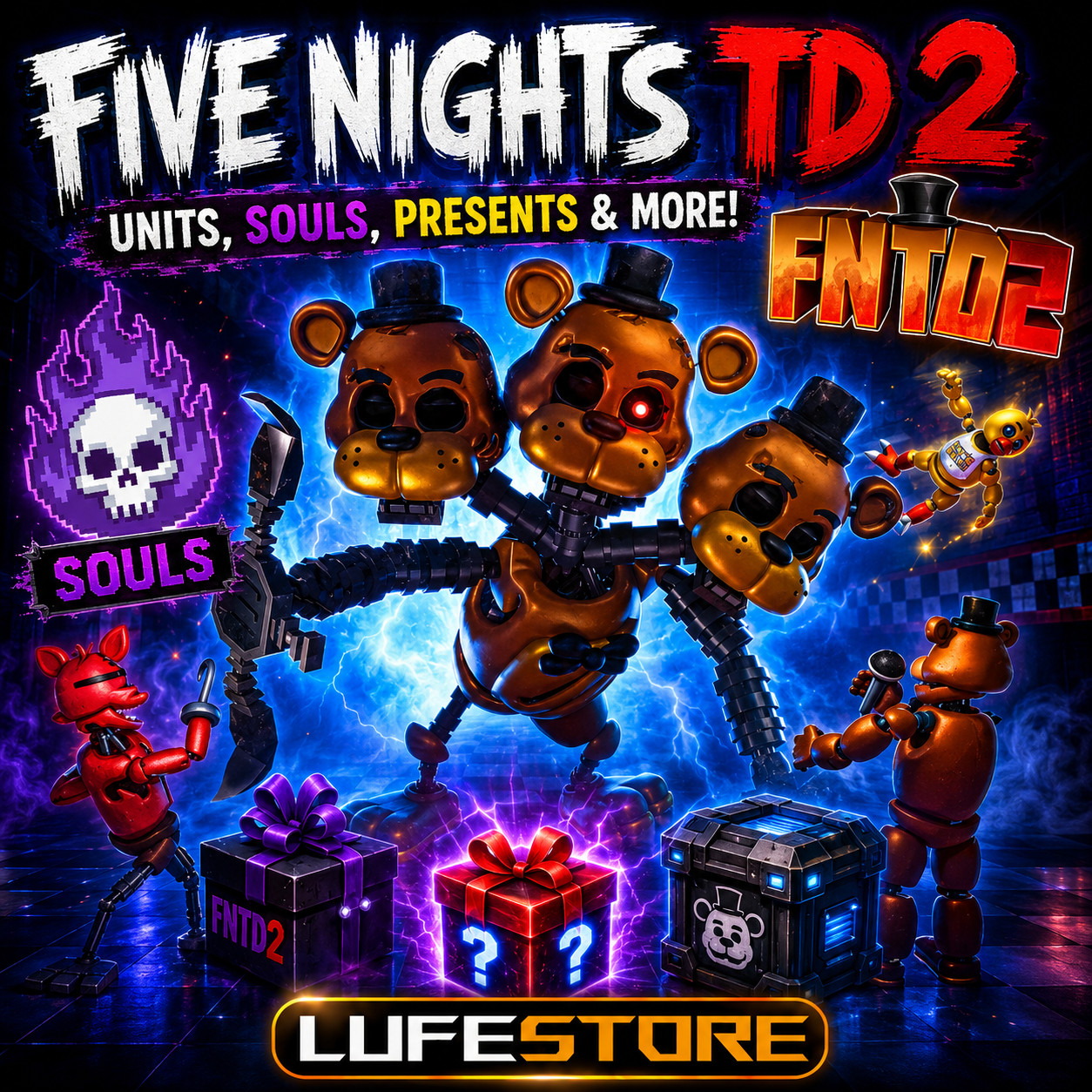 🐶 FIVE NIGHTS TOWER DEFENSE 2 - FIVE NIGHTS TD2 - UNITS, SOULS, PRESENTS & MORE