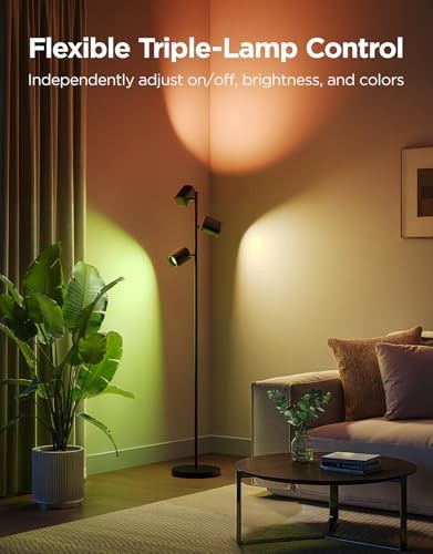Tree Floor Lamp Compatible with Matter, 3 Rotatable Lights with LuminBlend