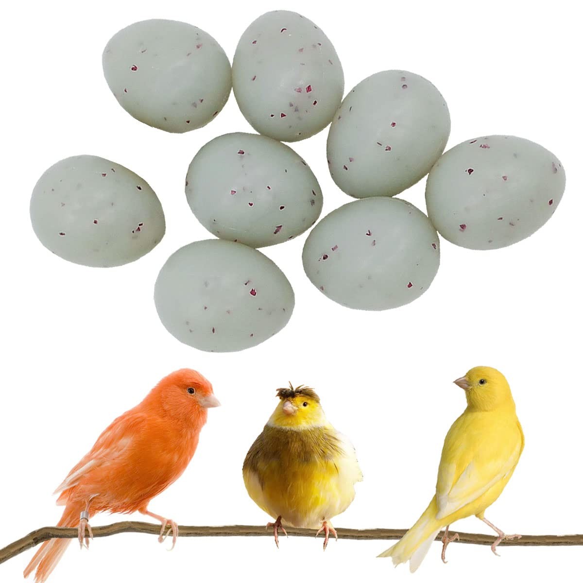 FOIBURELY Canary Fake Eggs Stop Laying, 8 Solid Plastic Eggs. 15mm x...