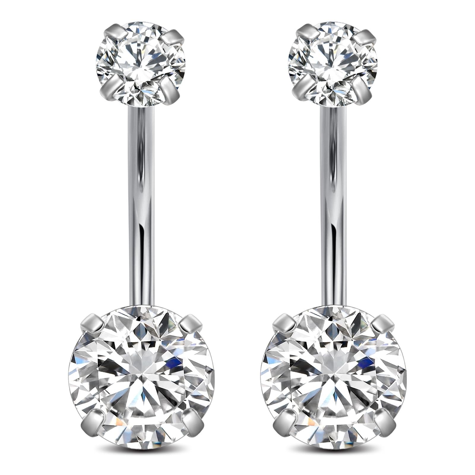 FECTAS 14g Belly Button Rings Surgical Steel CZ Petite Navel Ring for Women B...