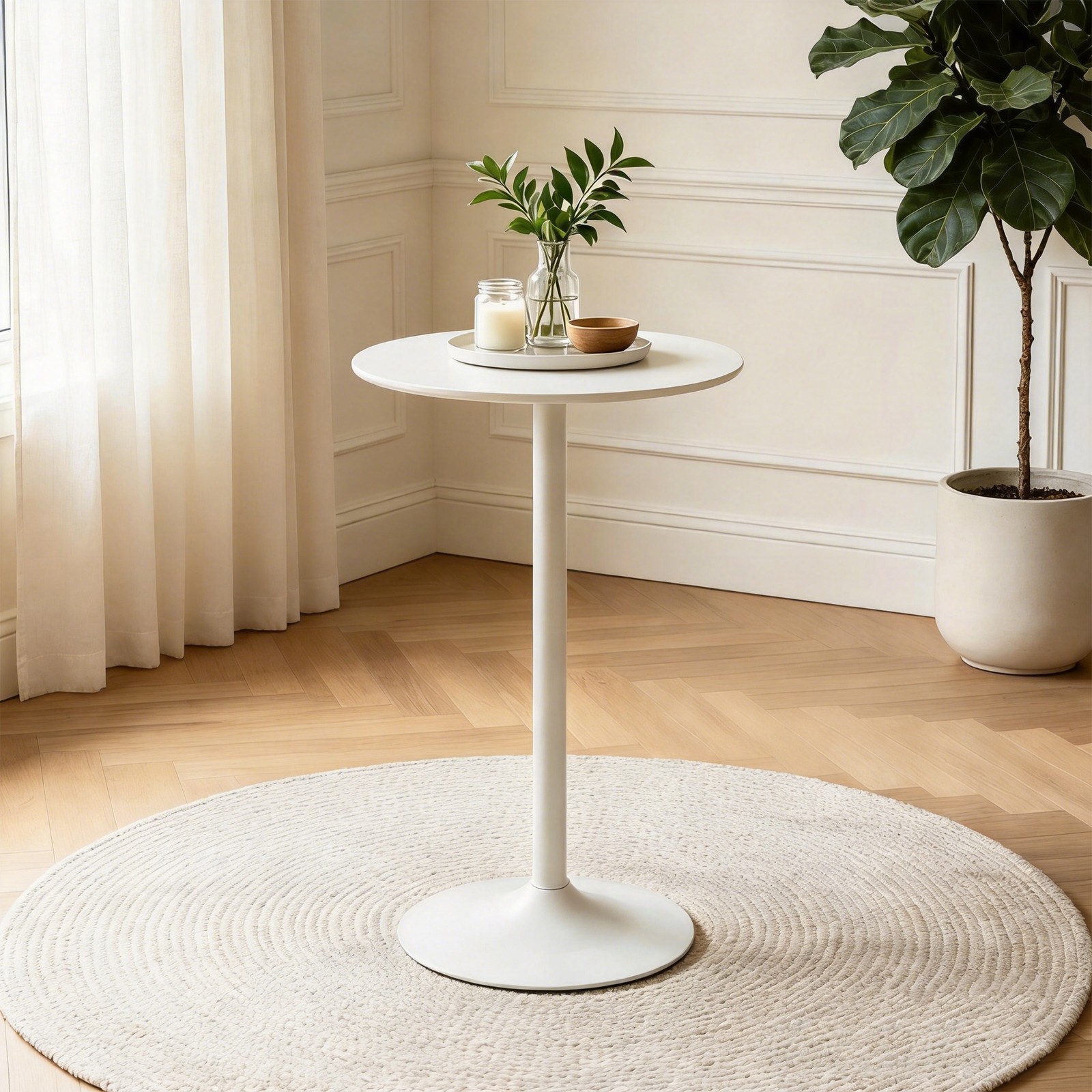 24 in Round Bar Table Modern Dining Table Dining Table Coffee Table - White
