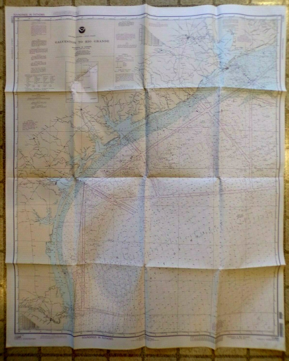 NOAA Chart ~ Galvaston to Rio Grande ~ 30th Edition 1991 ~ 11300 ~ 44" x 36"