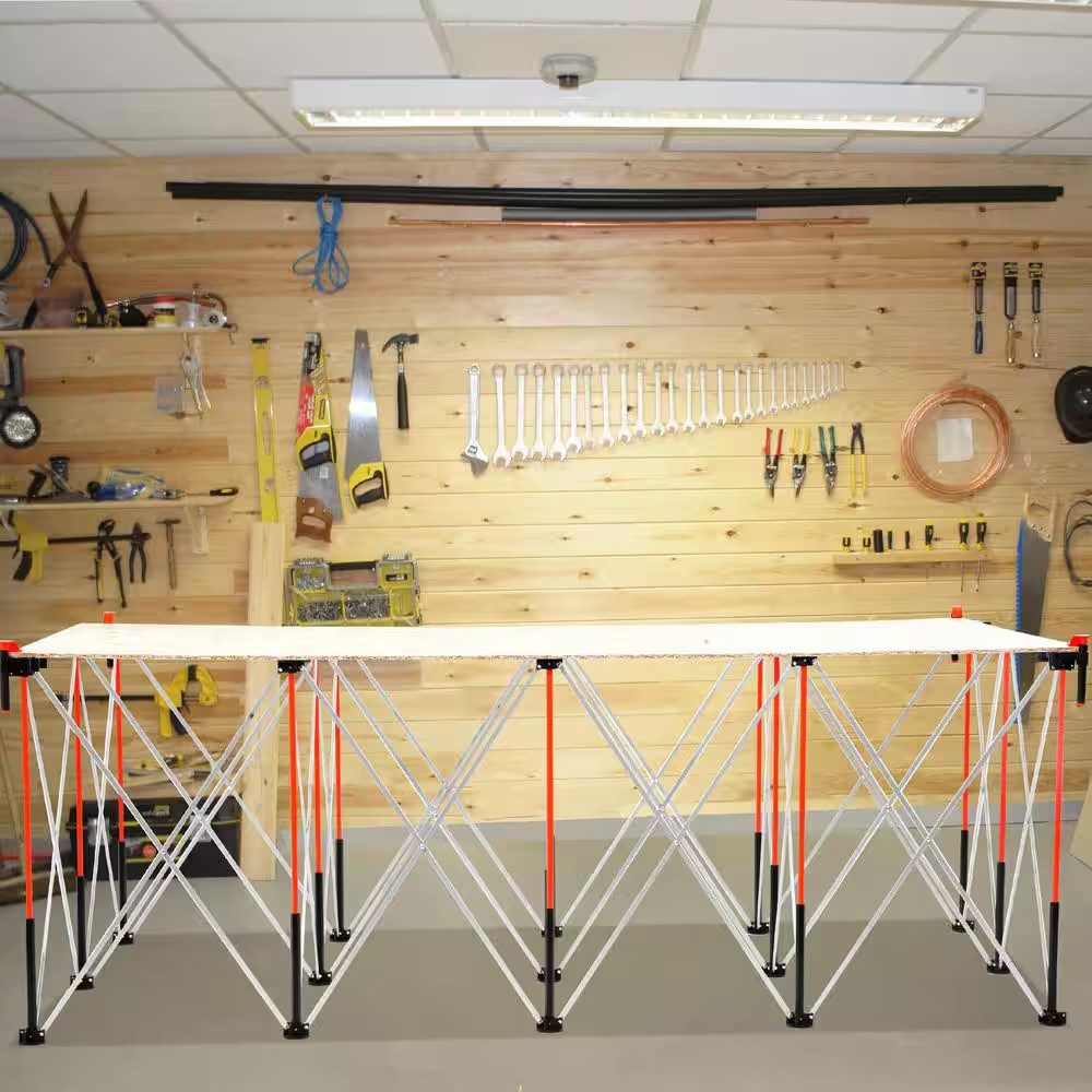 Portable Folding Workstand, 8.05 X 4.13 Ft. Collapsible Workbench, 6000 Lbs. Wei