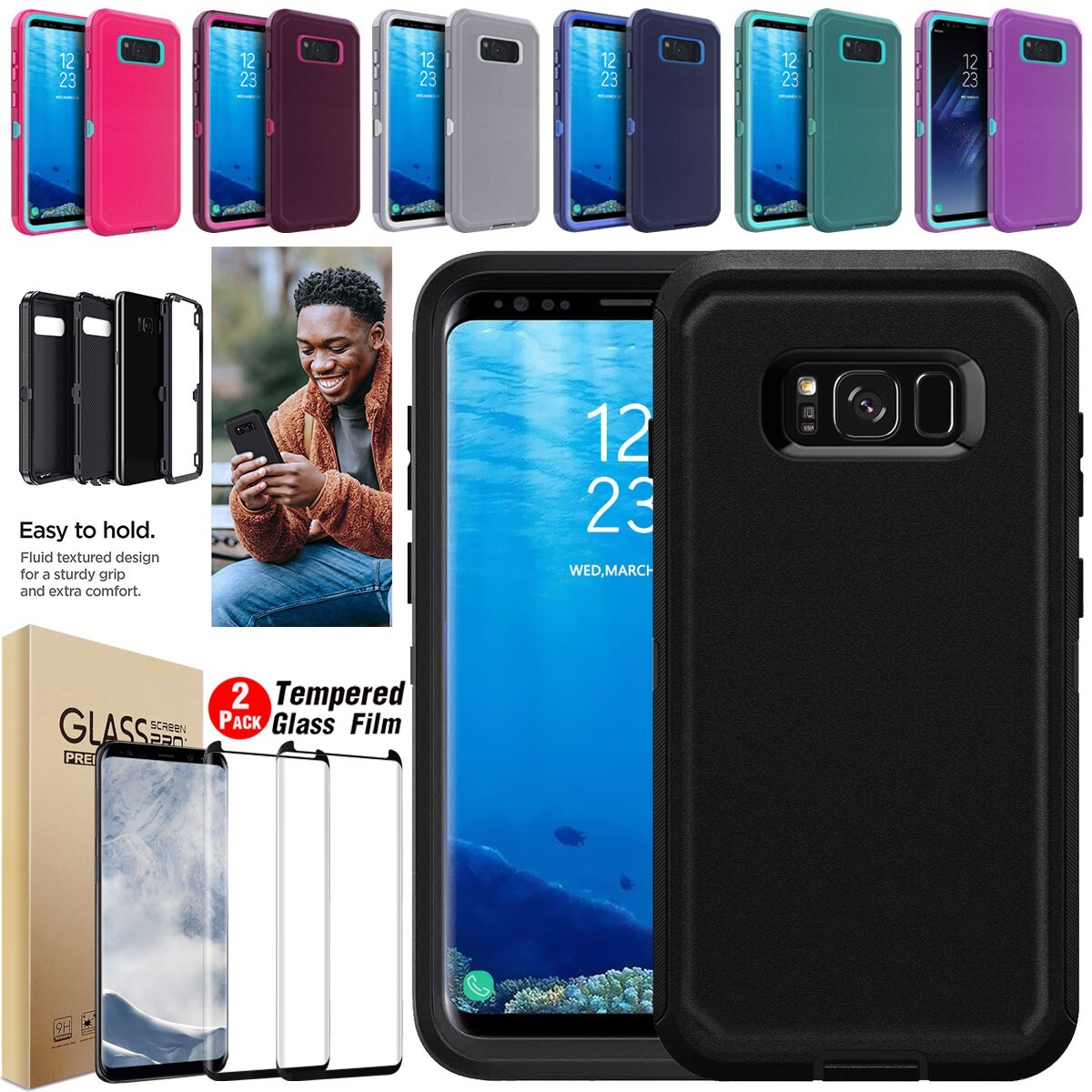 For Samsung Galaxy S8 / S8+ Rugged Phone Case Shockproof Cover Screen Protector