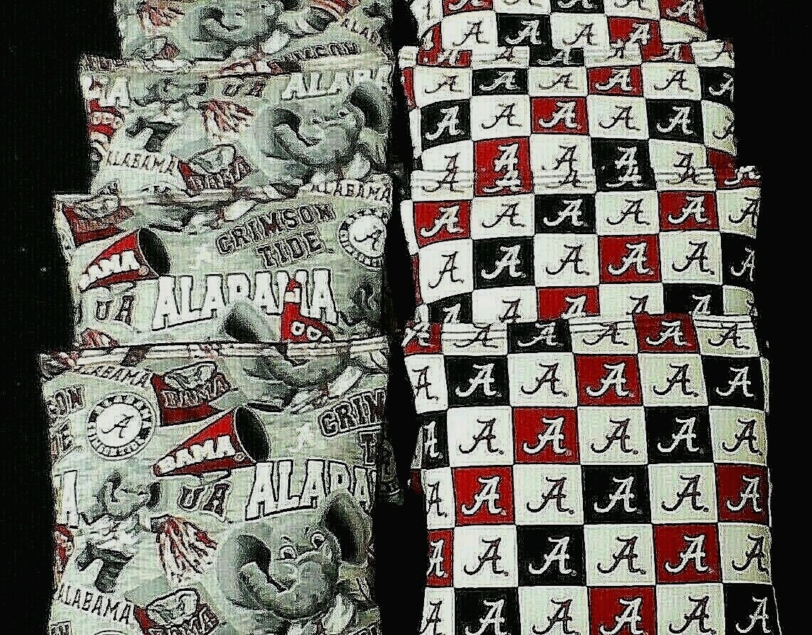 CORNHOLE BEANBAGS made w University of ALABAMA CRIMSON TIDE Fabric ACA Reg Bags