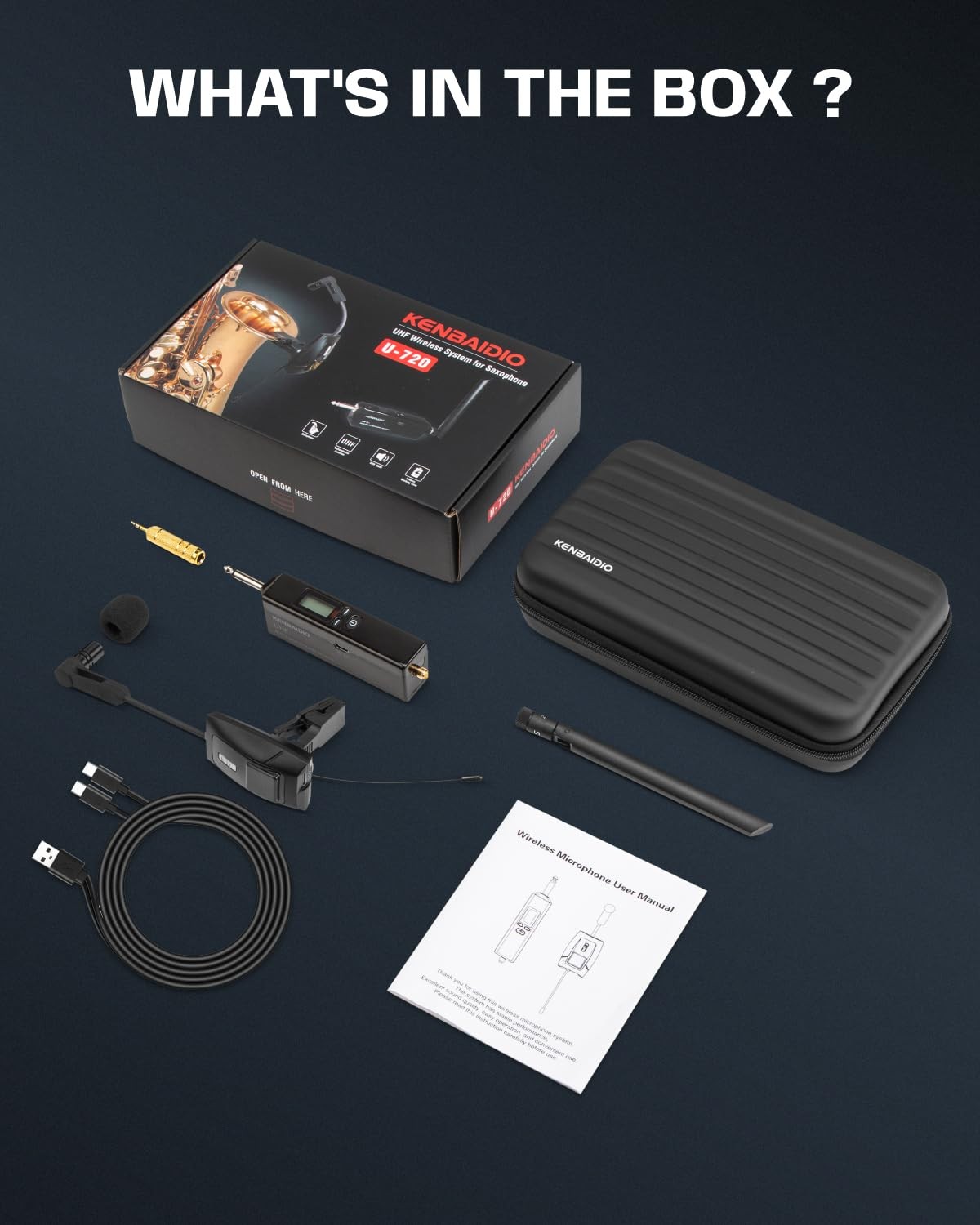 Saxophone Microphone UHF Wireless System 196ft Range - Clip on for Brass