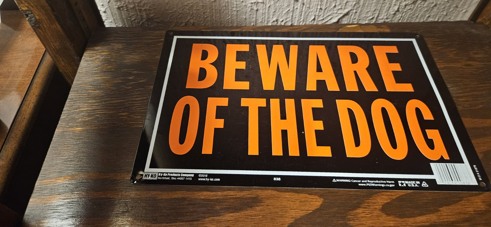 BEWARE OF THE DOG - Metal / Tin Sign. HY-KO Products. NWOT - 14 X 9.5 Inches New