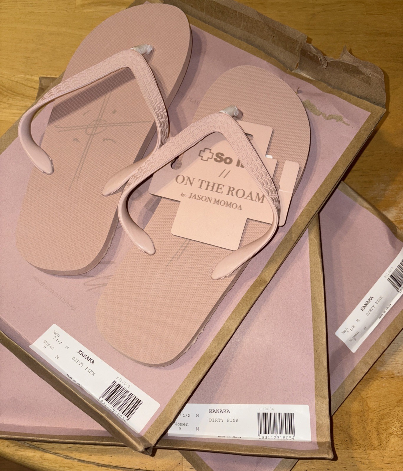 NEW! So iLL Jason Momoa Mens 7.5/Wmns 9.0 Dirty Pink Kanakas Flip Flops #8-012