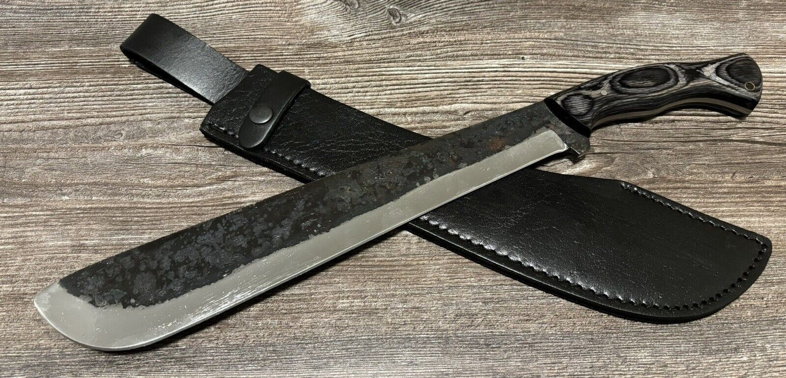 Carbon Steel Machete Full Tang 8mm Thick Blade Sharp Wood Handle Sheath 18.5”