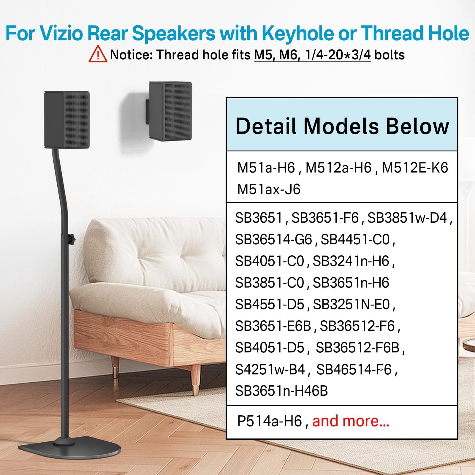 Speaker Stands for Vizio Pair with Wall Mount - Black