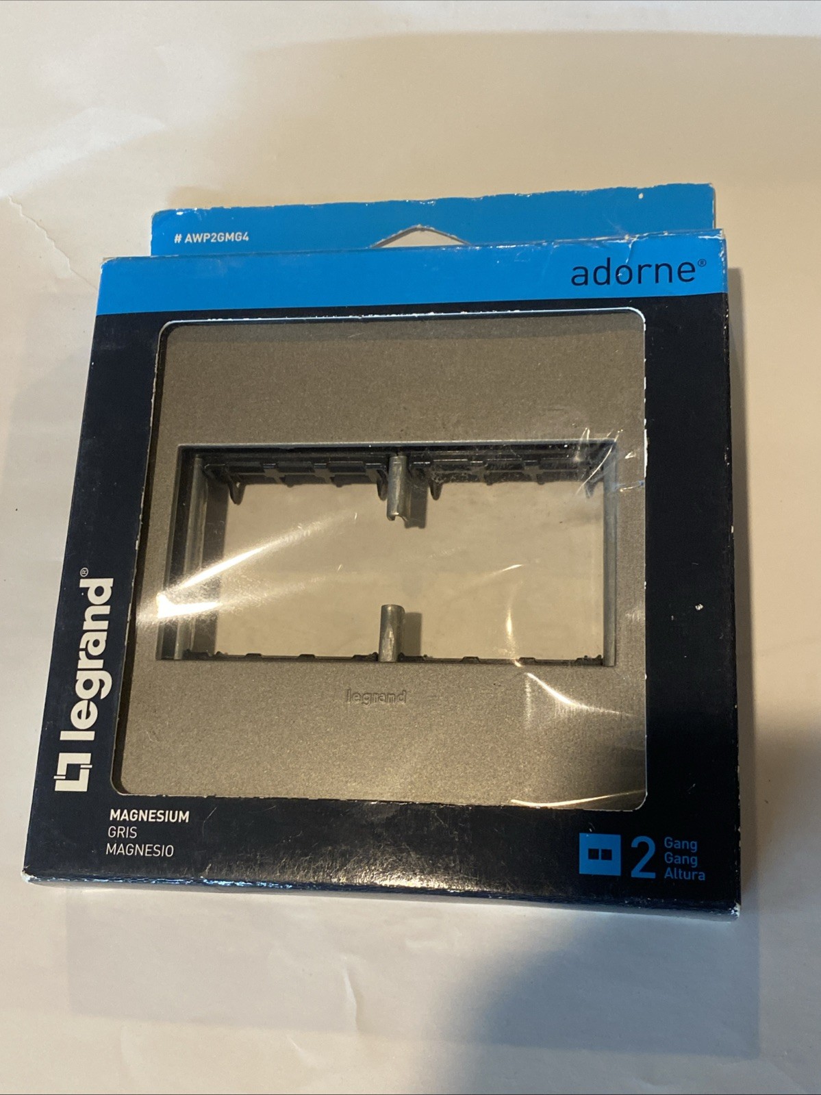 LEGRAND Adorne 2 Gang Screwless Wall Plate Magnesium #AWP2GMG4