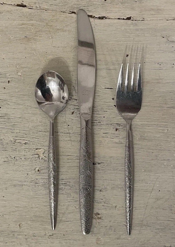 National Silver Fleur Stainless Flatware Silverware 3 Pieces Fork Spoon Knife