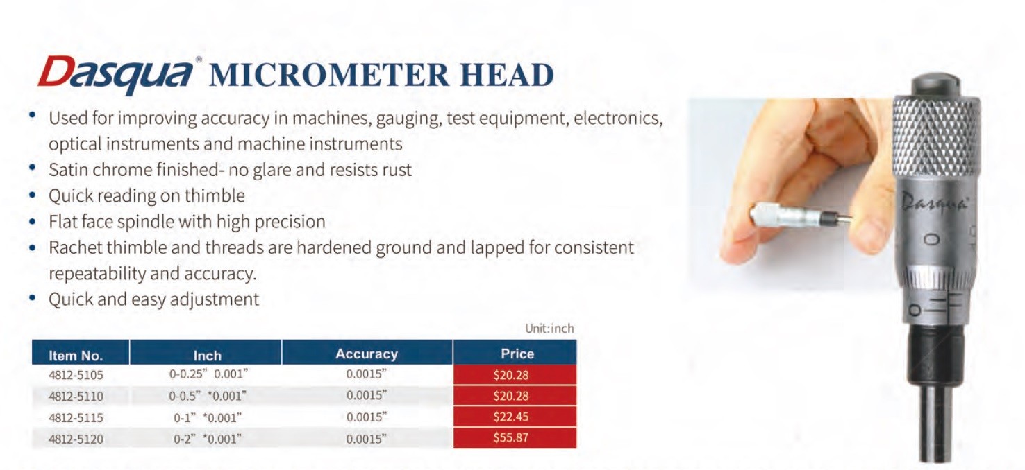 DASQUA 0-0.5" MICROMETER HEAD (4812-5110)