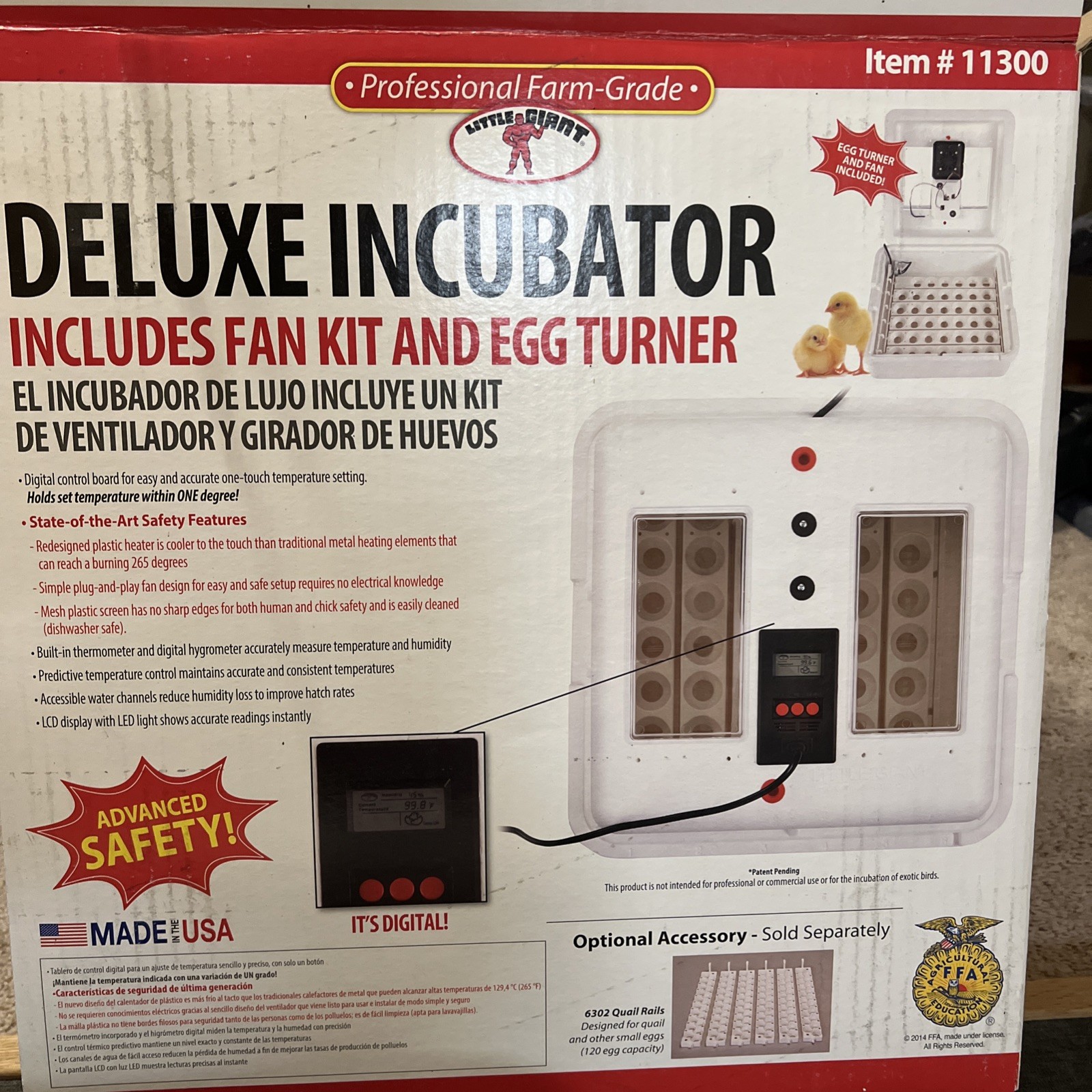 Deluxe Air Egg Incubator Little Giant 11300 w/Egg Turner & Fan Kit