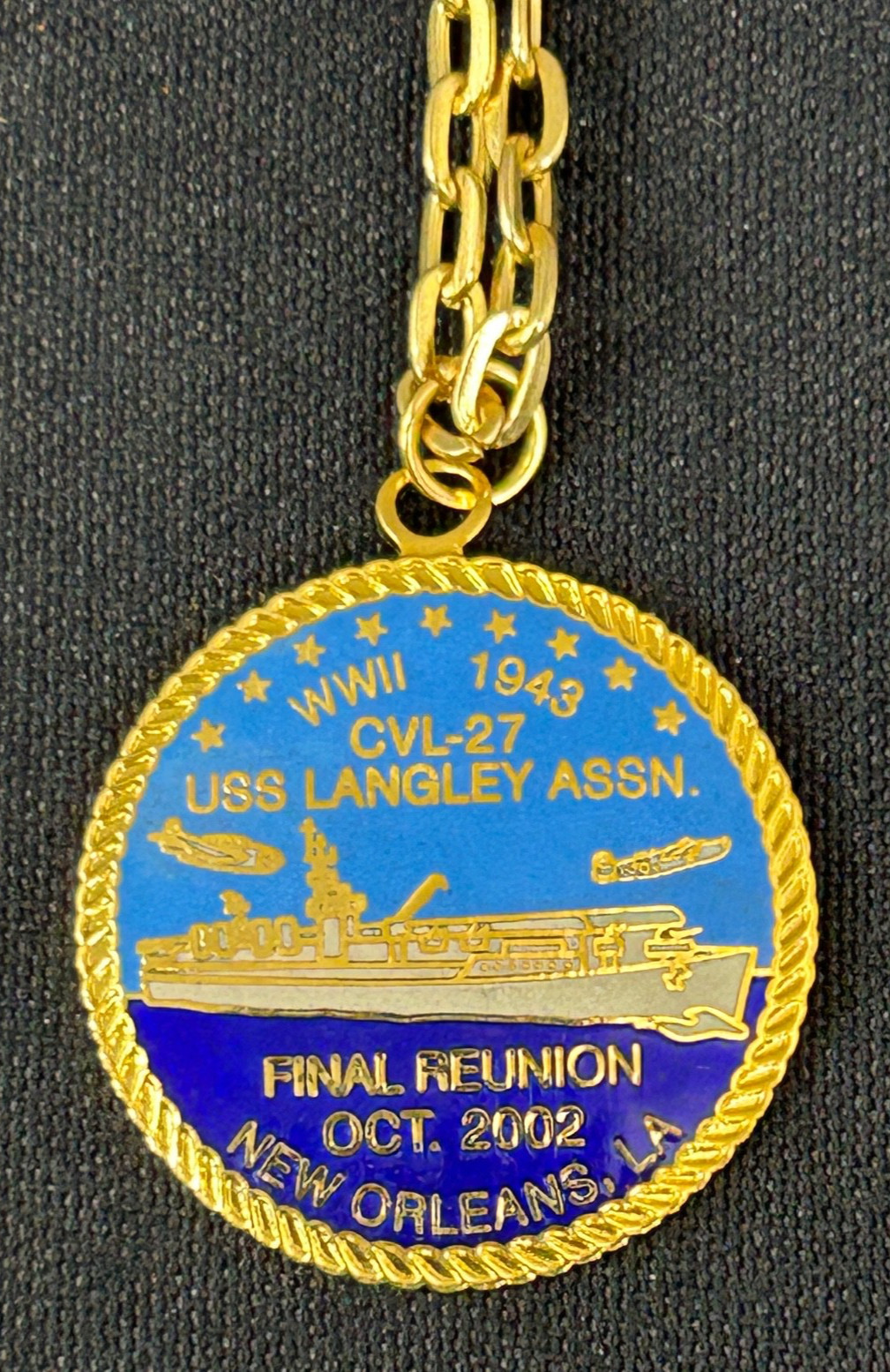 2002 WWII USS Langley CVL-27 Association Final Reunion Necklace
