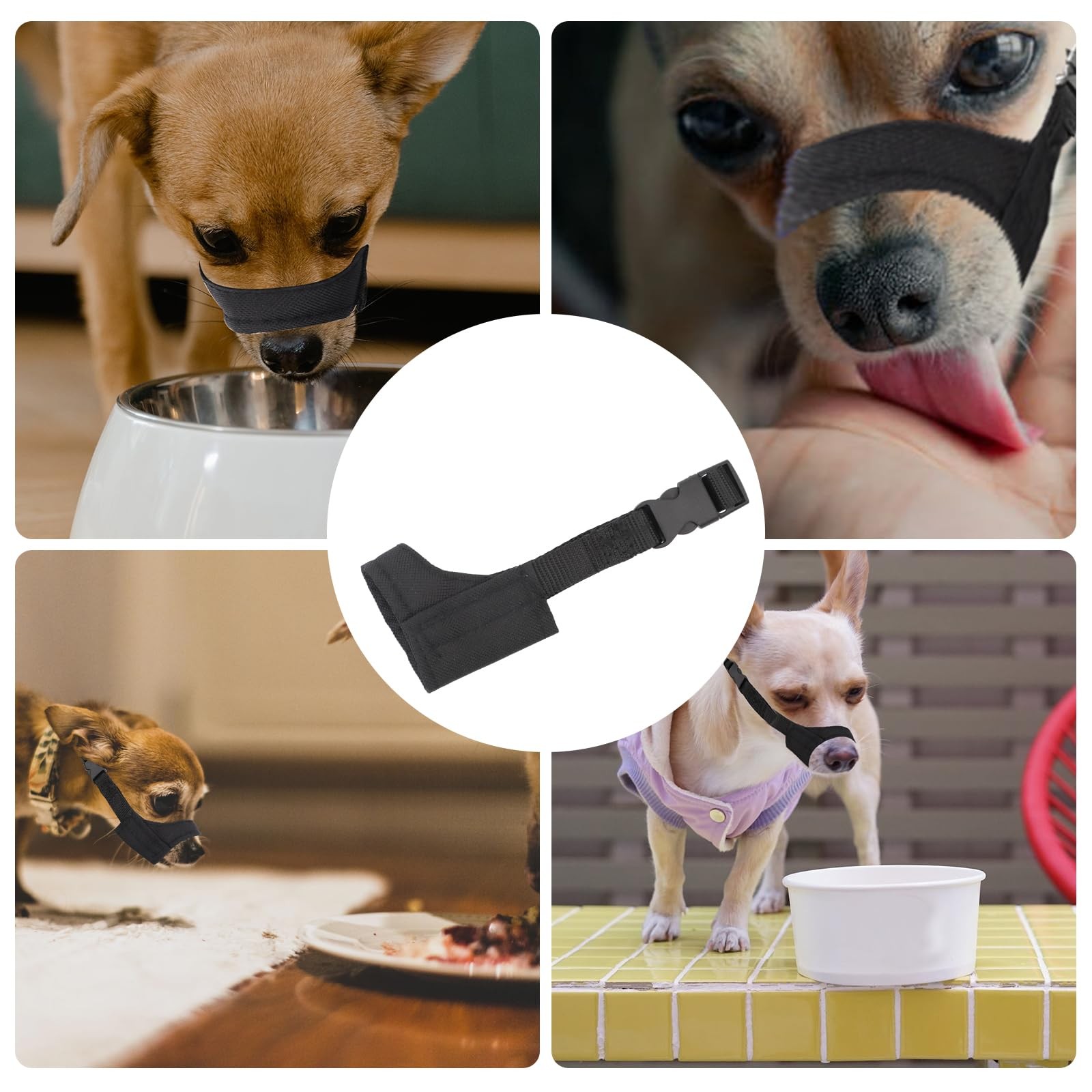 PEUTIER Short Snout Dog Muzzle, Adjustable Muzzle for 4.25-5.5, black