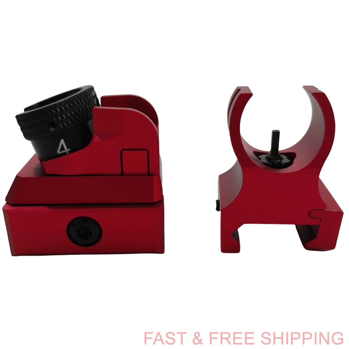 Red Aluminum Low Profile Front &Rear Sight Set For Picatinny Diopter Scope