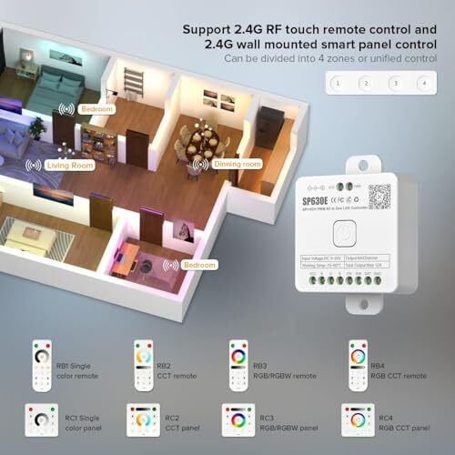 SP630E Bluetooth LED Controller Support PWM Monochrome CCT RGB RGBW RGBCCT
