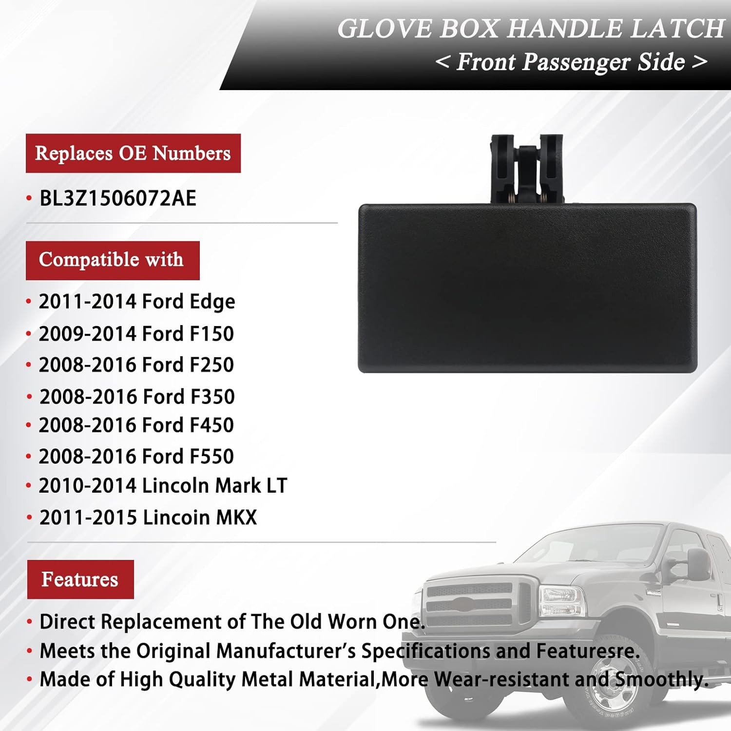 Front Passenger Side Glove Box Latch Compartment Door Handle Comp Color: Black