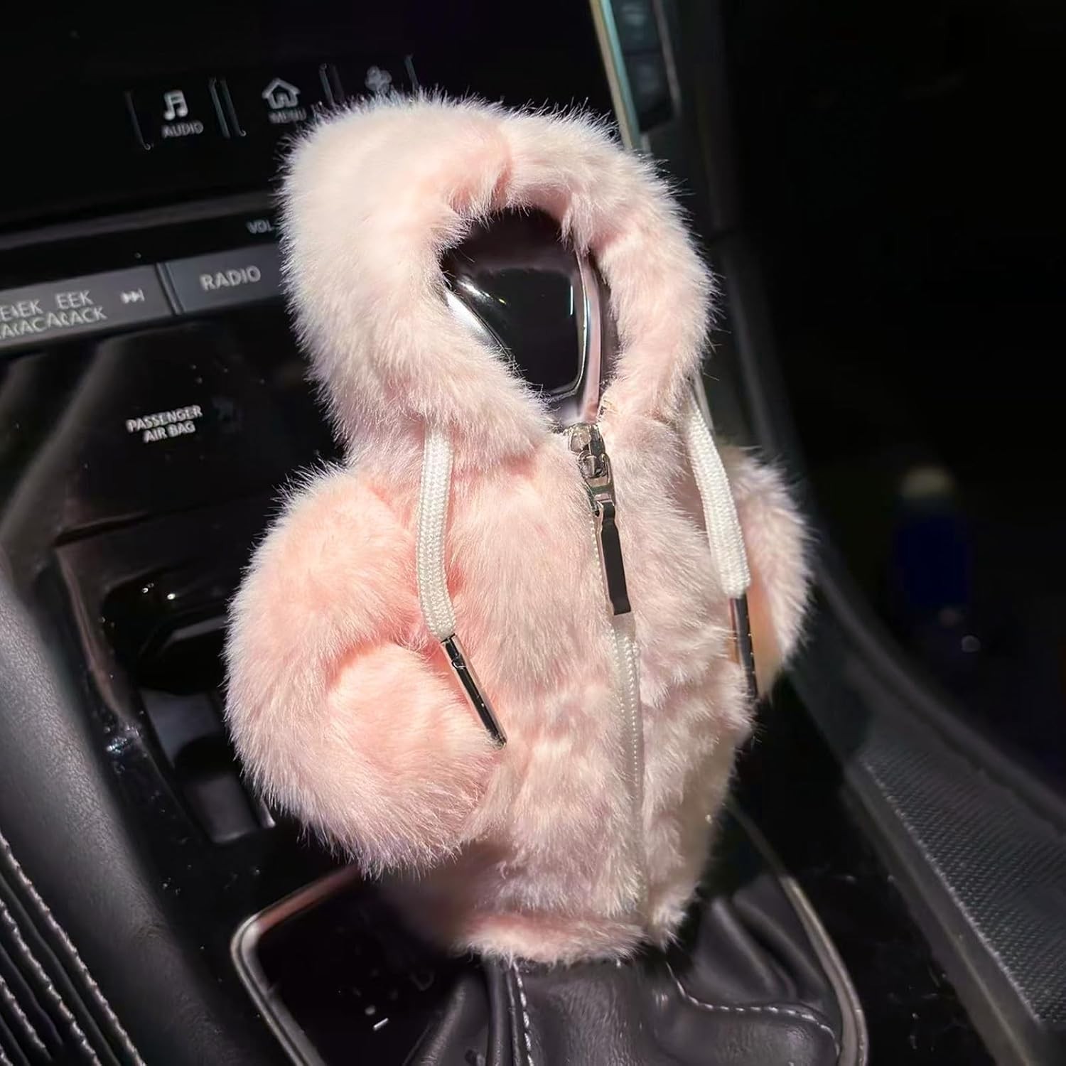 Pink Plush Car Gear Shift Hoodie, Universal Automotive Cute  Color: Pink Plush