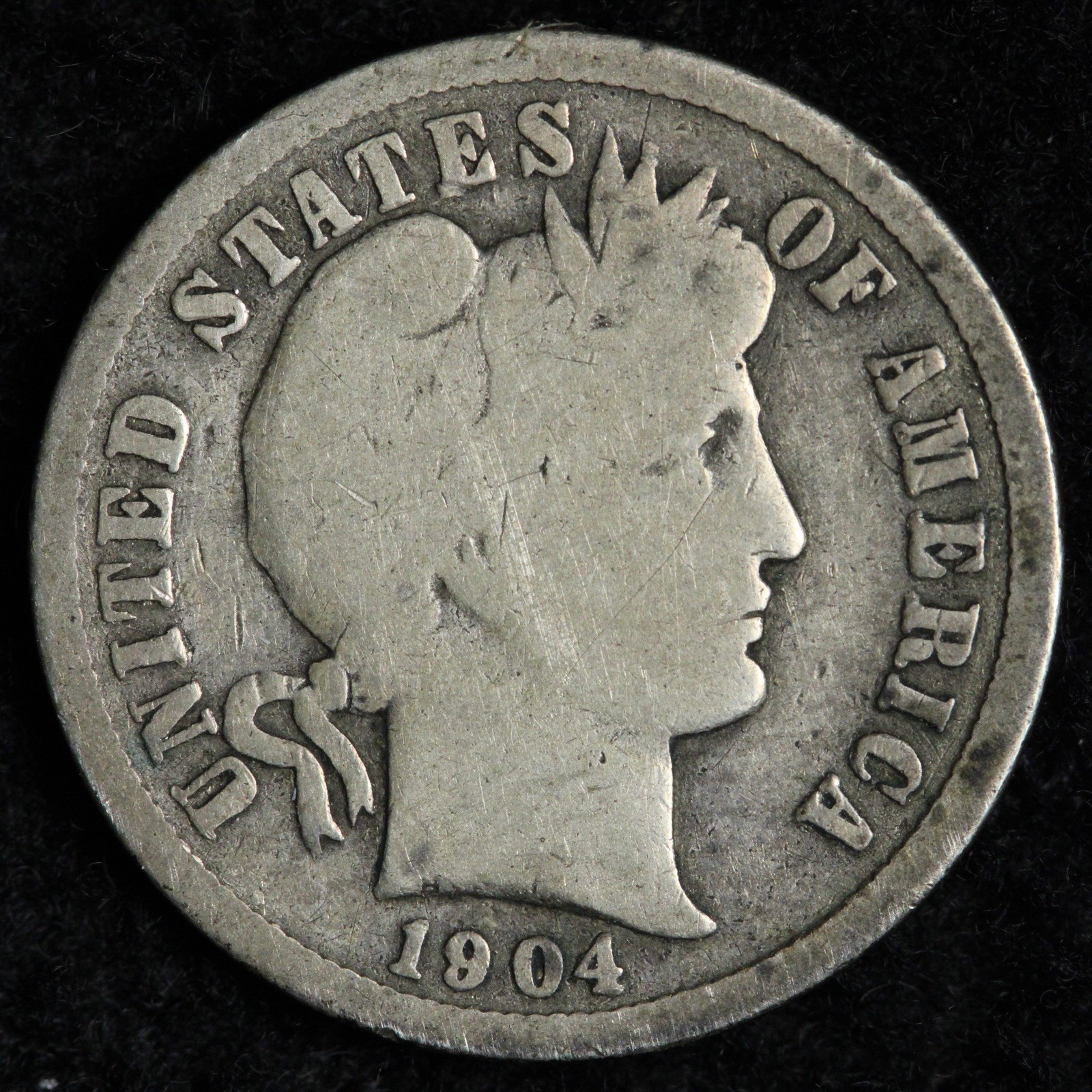 1904-S Barber Silver Dime FINE E322 IONM