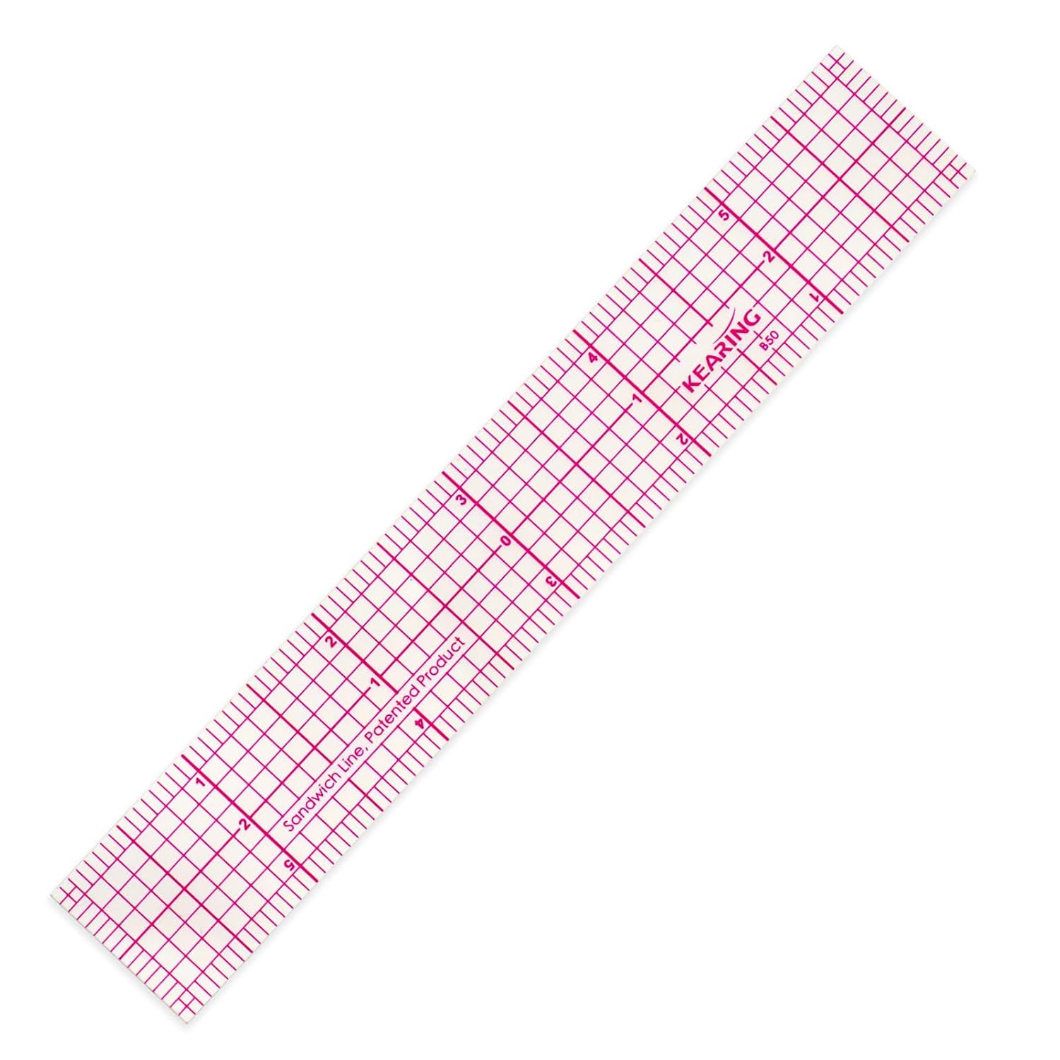 Clear Sewing Graph Ruler Fashion Design Ruler, Sandwich Line, 1" X 6", Transpare