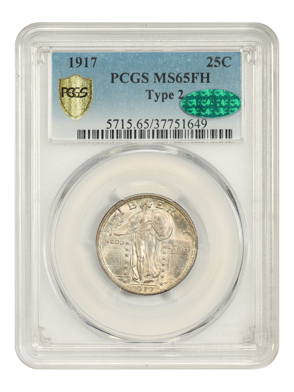 1917 25C PCGS/CAC MS65FH (Type 2) - Standing Liberty Quarter