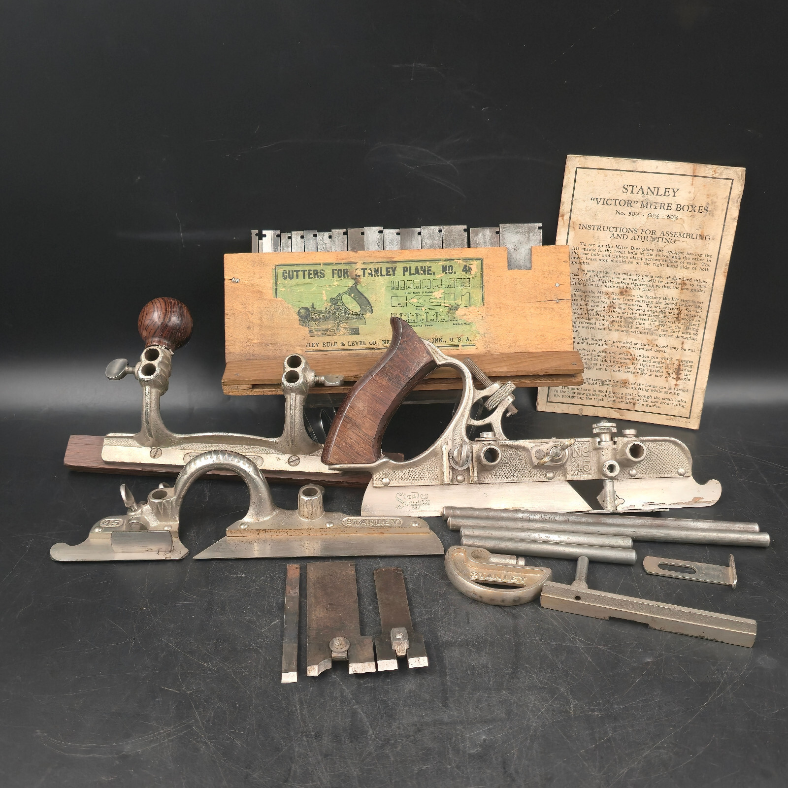 Stanley No. 45 Combination Plane w/ 20 Cutters and Accessories