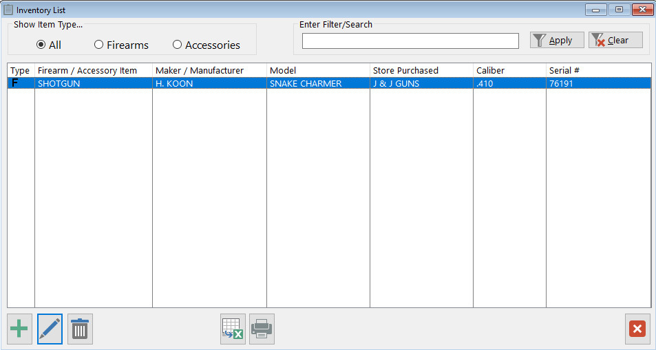 Hunter's Inventory Accessories Software w/ photos, notes & reports (.pdf/.xls)