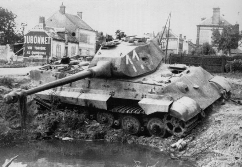 B&W WWII Photo German Tiger Ausf. B King Tiger Porsche Turret France  WW2