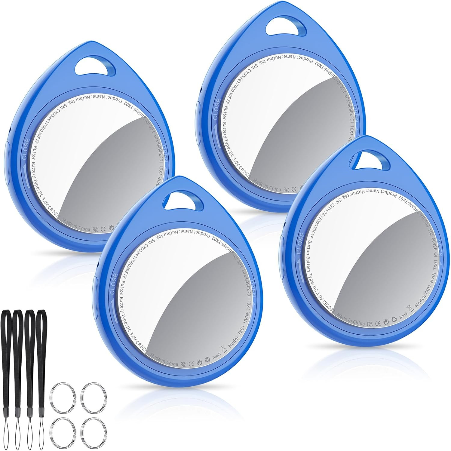Air Tracker Tags-4 Pack Blue, 5.3 Bluetooth Tracker Work with Apple Find My (Ios
