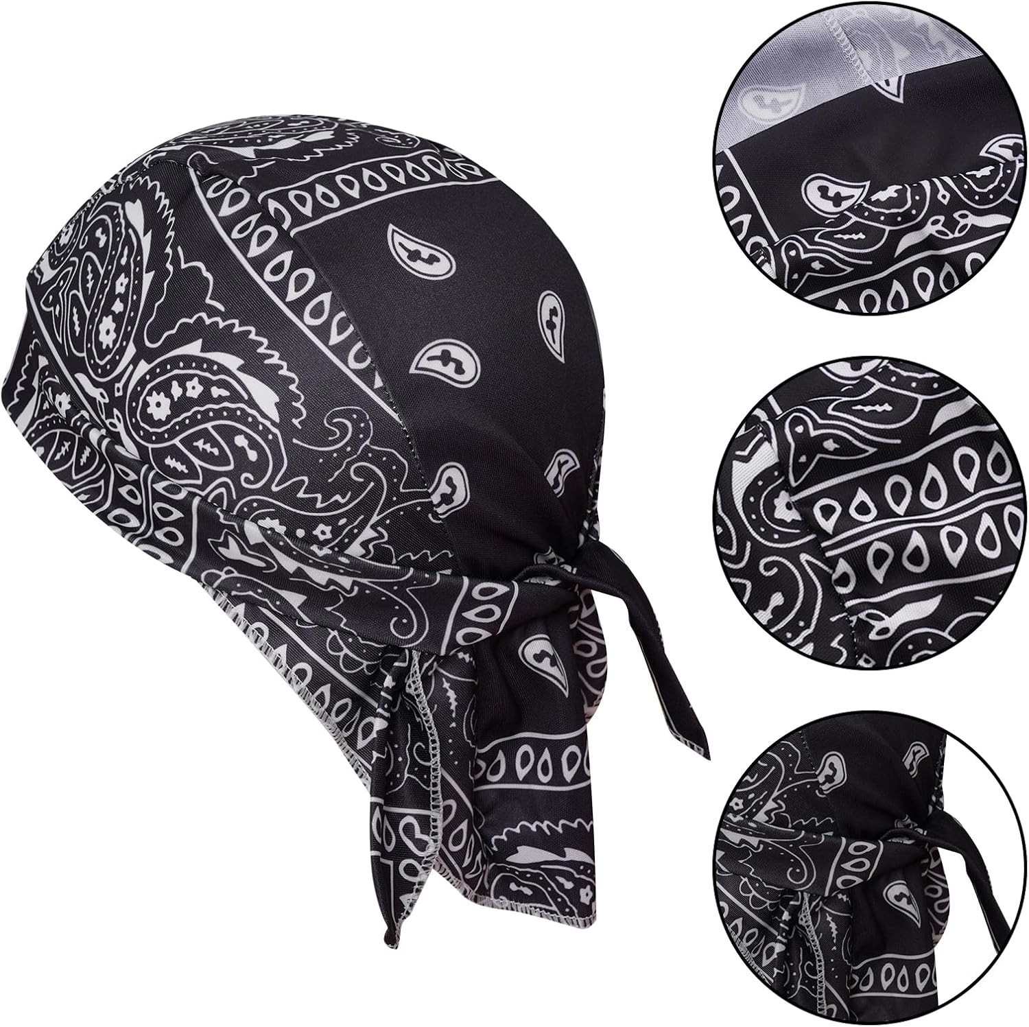 8 Pack Do Rag Skull Caps for Men Sweat Wicking Doo Rags Cooling Helmet Liner ...