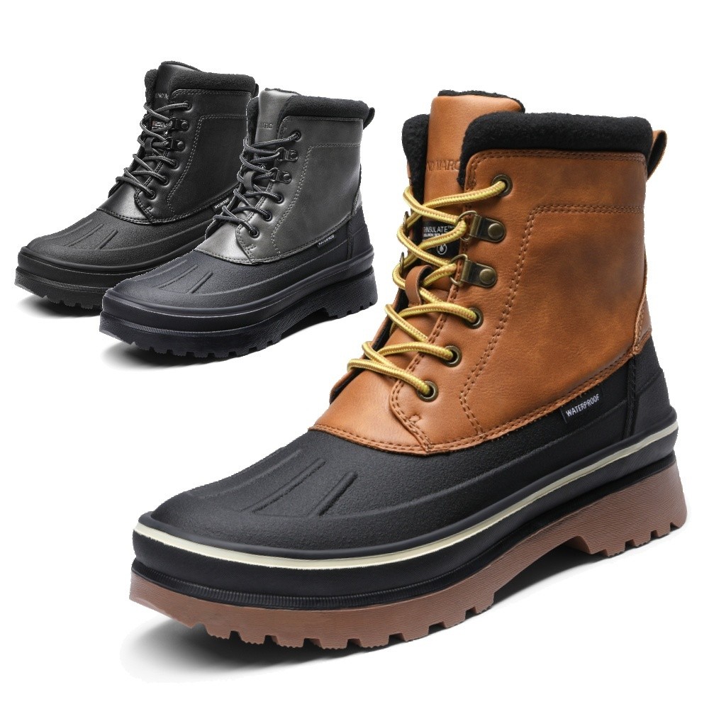 Men's Insulated Waterproof Snow Boots Warm Fur Outdoor Winter Shoes