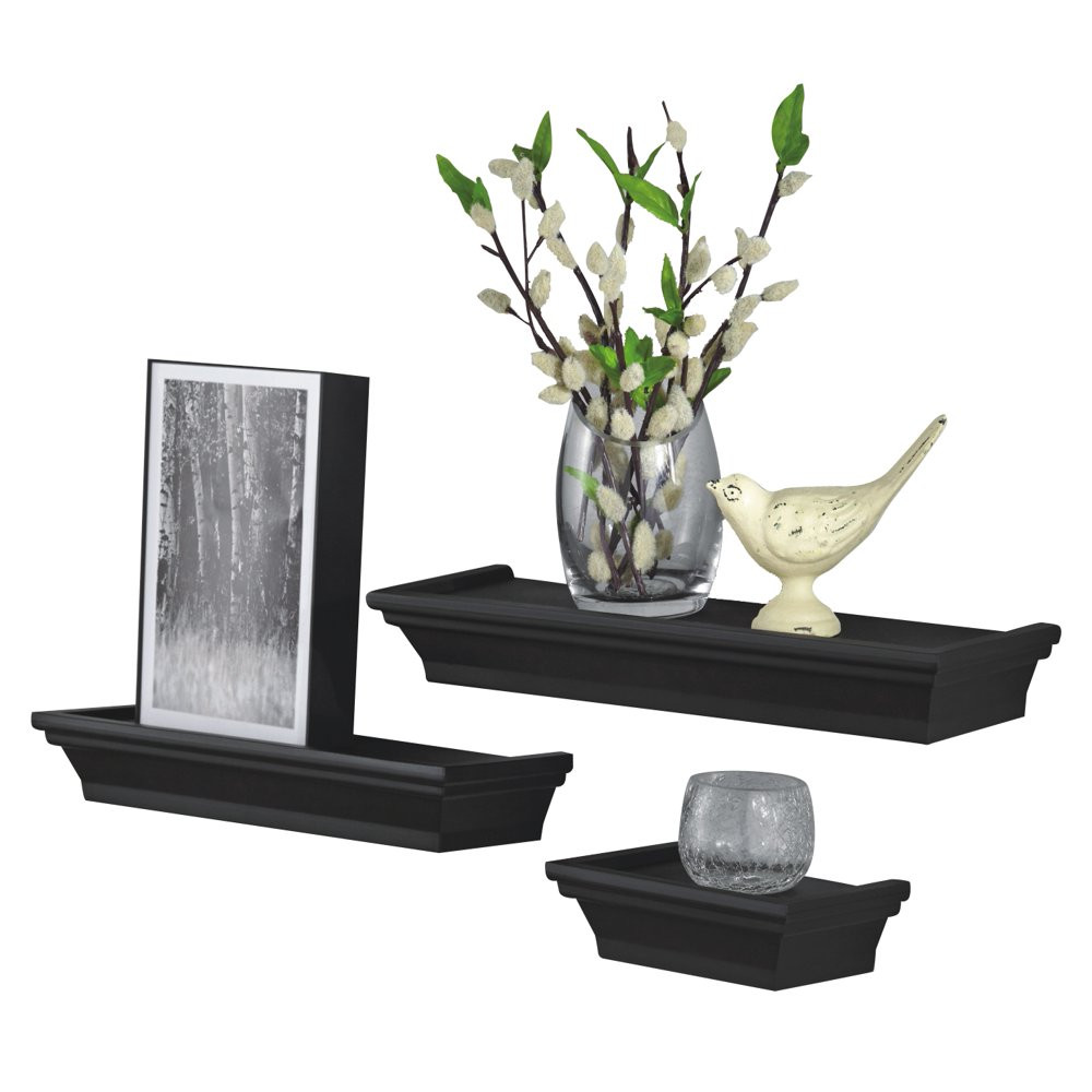 Plastic Contemporary Floating Decorative Storage Shelves 12" Set of 3