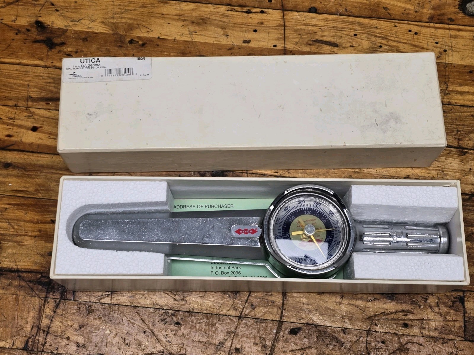 Vintage NOS Utica DA 2600M 3/8" Dial Torque Wrench 0-600 In/lb 0-700 cm/kg NEW