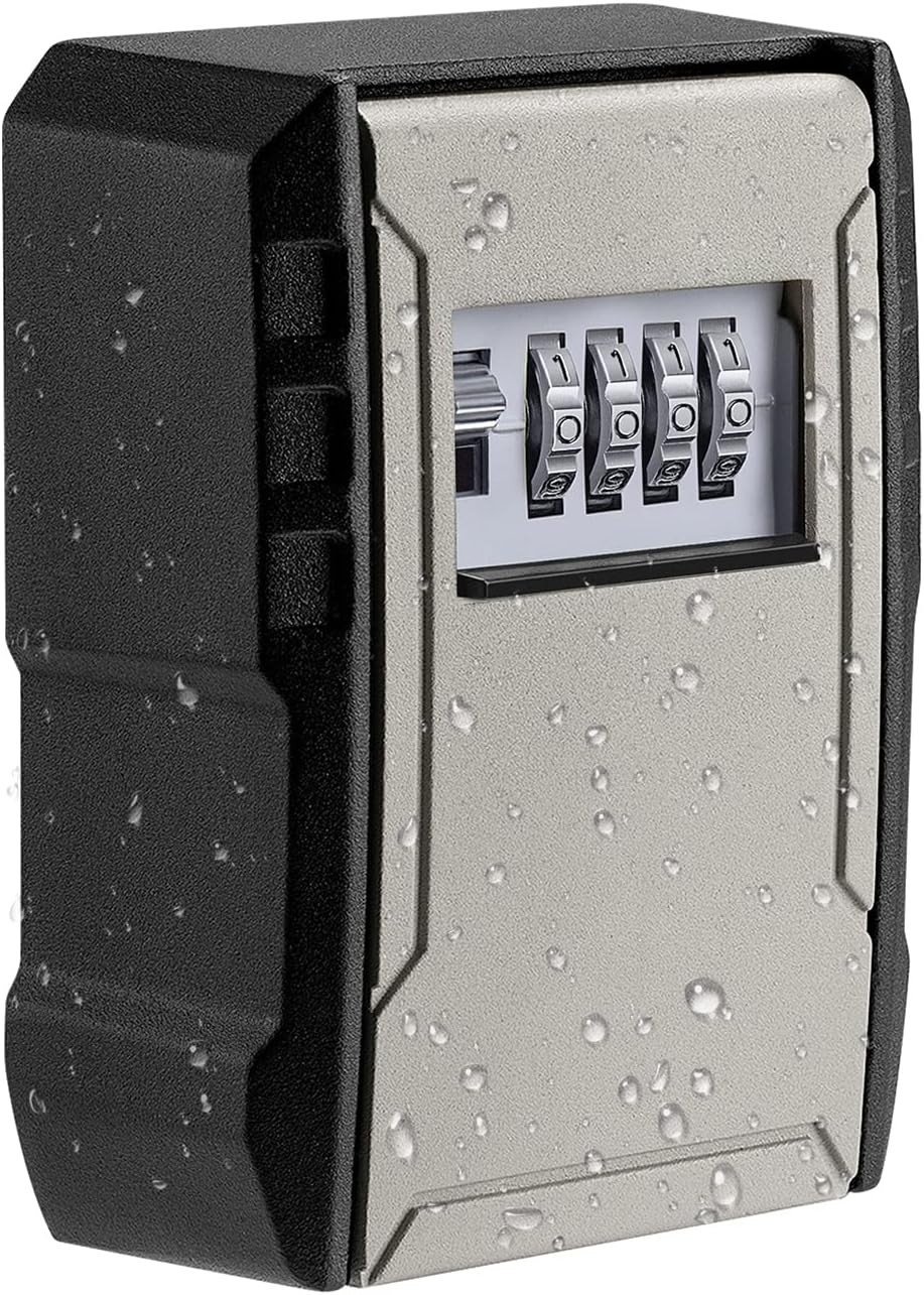 Large Capacity Key Lock Box Waterproof Wall Mount Card Fob House Keys Safe