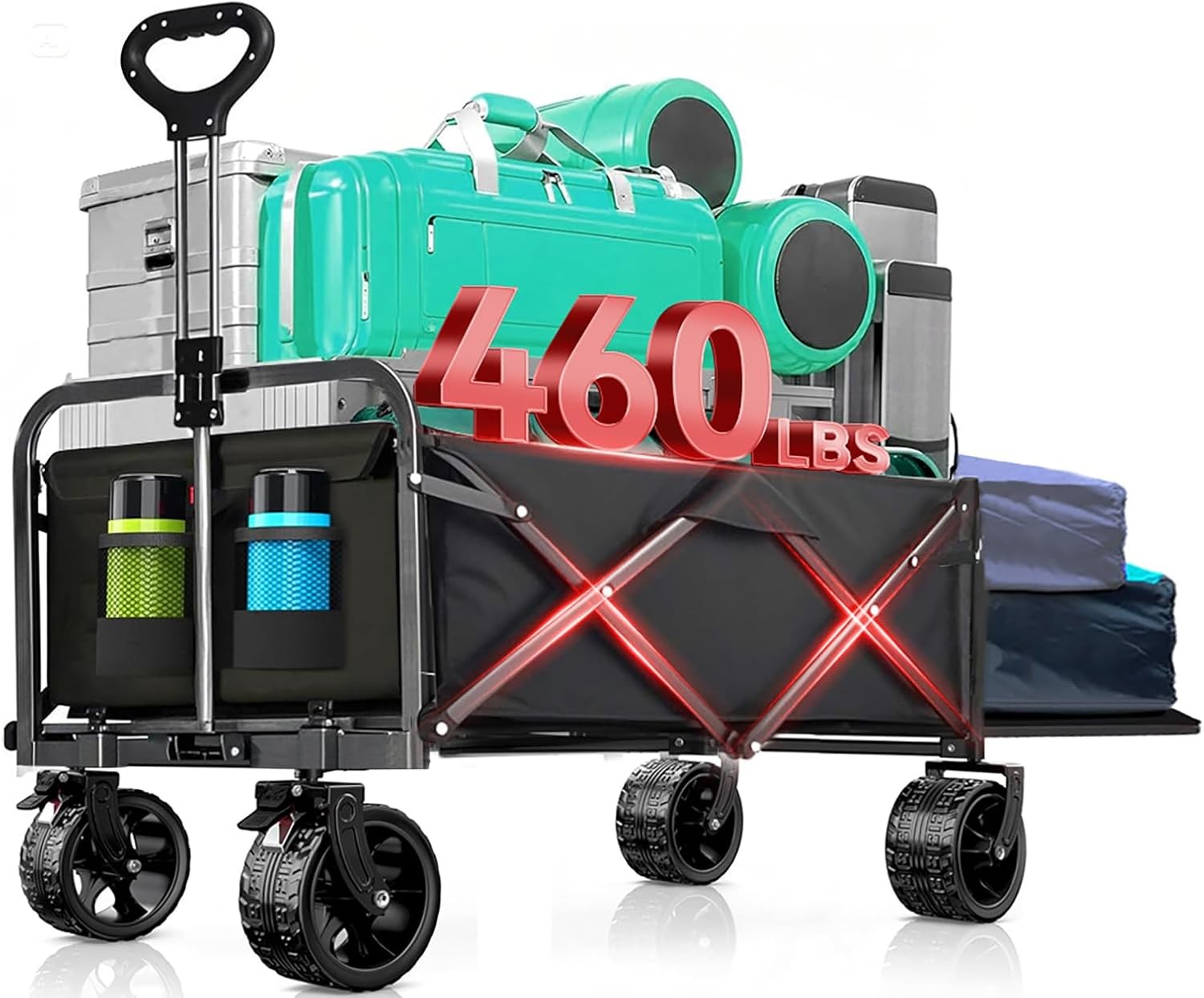 acity Foldable Wagon with Brakes, Extra Long Extender Wagon Cart Heavy